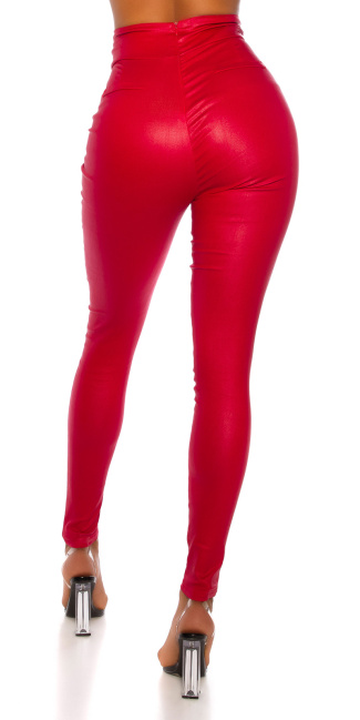 High Waist Pants with big Buttons Red